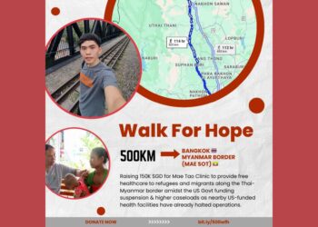 Singaporean Entrepreneur Jeshua Soh Embarks on 500km Walk to Support Thai-Burma Border Clinic